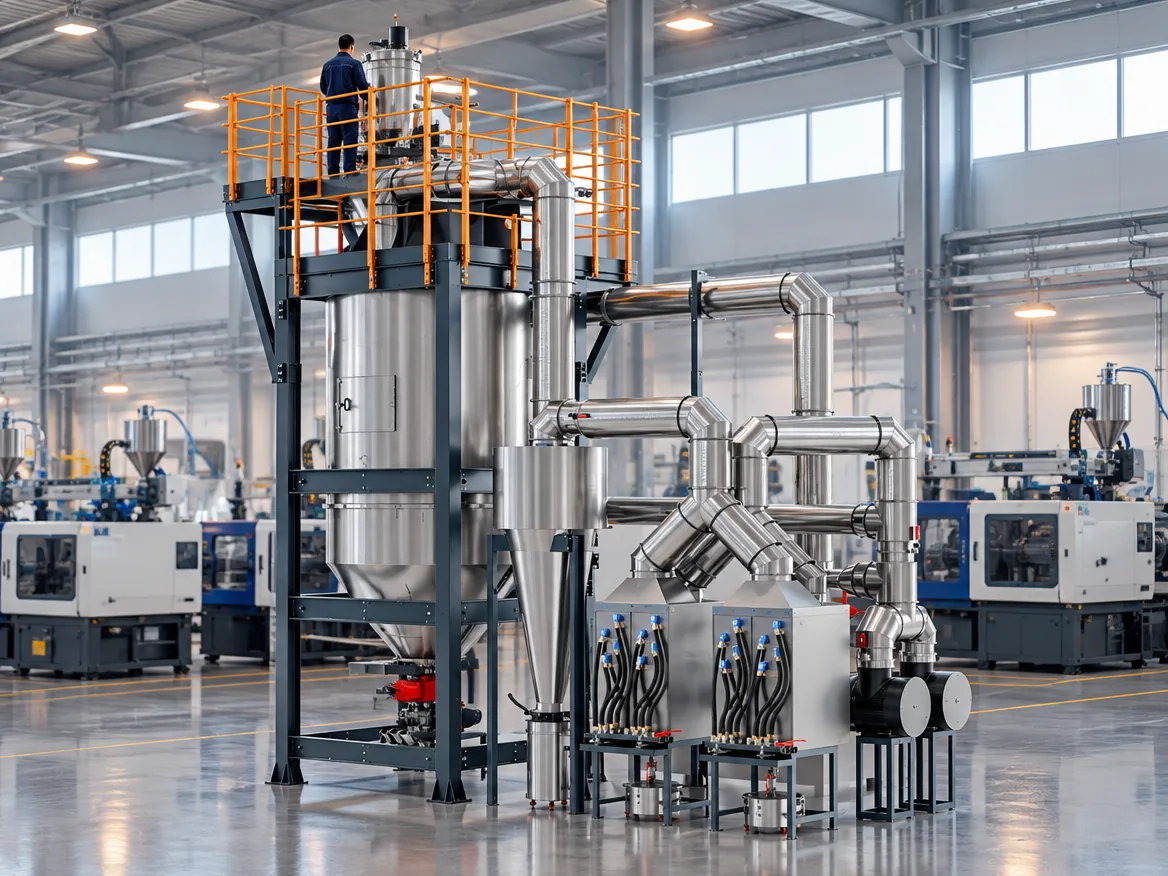 Neoplast Pegaso centralized drying system in an injection moulding plant